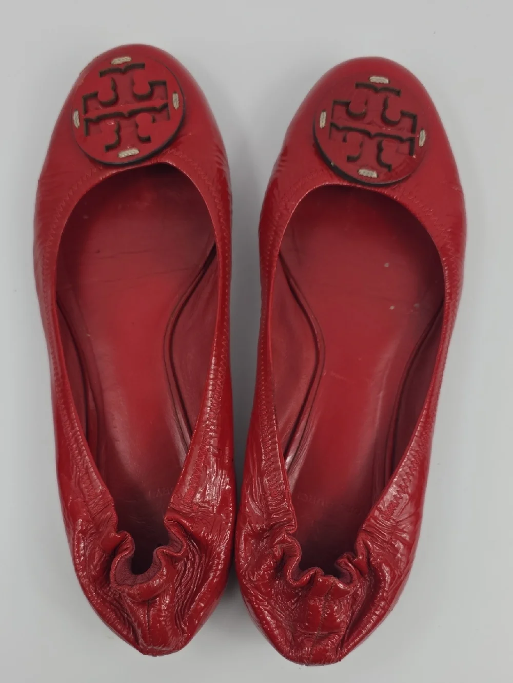 Tory Burch Reva Red Patent Leather Women's Flat Shoes‎ Size 8.5